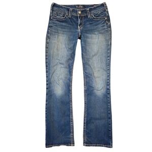 Silver Jeans Suki Mid Slim Boot Fluid Denim Blue Jeans 29 Western Cowgirl Casual